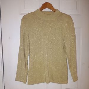 Yarnworks Gold Metallic Long Sleeves Sweater. Size M